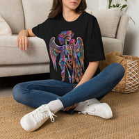 Load image into Gallery viewer, Floral Angel Skeleton Shirt - Neon Rose Winged Skull Tee - Vintage Unisex Day of the Dead T-Shirt - Back to School Goth Streetwear