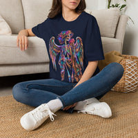 Load image into Gallery viewer, Floral Angel Skeleton Shirt - Neon Rose Winged Skull Tee - Vintage Unisex Day of the Dead T-Shirt - Back to School Goth Streetwear