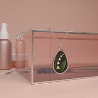 Load image into Gallery viewer, Lily of the Valley - Pendant Oval Necklace | Floral Teardrop Jewelry