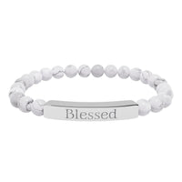 Load image into Gallery viewer, Blessed Engraved Bar Bracelet Natural Stone Bracelet | Stretch