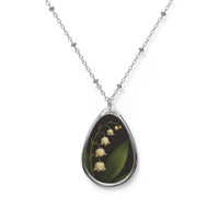 Load image into Gallery viewer, Lily of the Valley - Pendant Oval Necklace | Floral Teardrop Jewelry