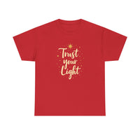 Load image into Gallery viewer, Trust Your Light T-Shirt — Inspirational Gold Script Tee