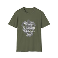 Load image into Gallery viewer, Divine Love Unisex T-Shirt - No Kings No Masters | Gift for Rebels, Unique Casual Wear, Art Tee, Anti-Establishment Fashion, Everyday [...]