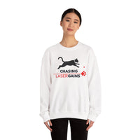 Load image into Gallery viewer, Chasing Laser Gains Sweatshirt | Cat Laser Toy Graphic