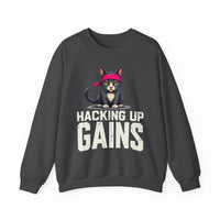 Load image into Gallery viewer, Hacking Up Gains cat graphic Sweatshirt | Fitness Workout Humor