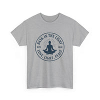 Load image into Gallery viewer, Bask in the Light Unisex Heavy Cotton Tee, Peaceful Meditation Tee, Spiritual Gift, Mindfulness Apparel, Relaxing Yoga Shirt, Zen Fashion