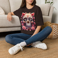 Load image into Gallery viewer, Floral Raccoon Sugar Skull T-Shirt, Day of the Dead Calavera Shirt, Cute Halloween Tee