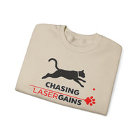 Load image into Gallery viewer, Chasing Laser Gains Sweatshirt | Cat Laser Toy Graphic