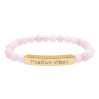 Load image into Gallery viewer, Positive Vibes Engraved Bar Bracelet | Natural Stone Stretch Bracelet