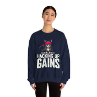 Load image into Gallery viewer, Hacking Up Gains cat graphic Sweatshirt | Fitness Workout Humor