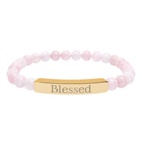 Load image into Gallery viewer, Blessed Engraved Bar Bracelet Natural Stone Bracelet | Stretch