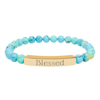 Load image into Gallery viewer, Blessed Engraved Bar Bracelet Natural Stone Bracelet | Stretch