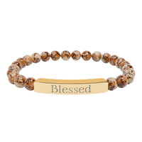 Load image into Gallery viewer, Blessed Engraved Bar Bracelet Natural Stone Bracelet | Stretch
