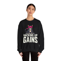 Load image into Gallery viewer, Hacking Up Gains cat graphic Sweatshirt | Fitness Workout Humor