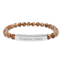 Load image into Gallery viewer, Positive Vibes Engraved Bar Bracelet | Natural Stone Stretch Bracelet