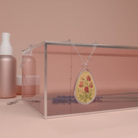 Load image into Gallery viewer, Sweet Pea -  Oval Necklace | Teardrop Pendant with Red Flowers