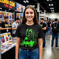 Load image into Gallery viewer, Cute Dragon Tea Party Shirt - Neon Fantasy Gamer Tee - 90s Retro Unisex Graphic T-Shirt - Cozy Back to School Aesthetic Streetwear